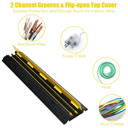 2 Channel Rubber Floor Cable Protectors Traffic Speed Bump