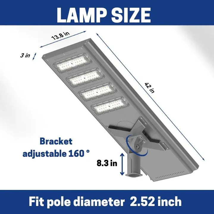 2500W Commercial Solar Power LED Parking Lot / Street/ Arena Light 160000 Lumen - (Black)