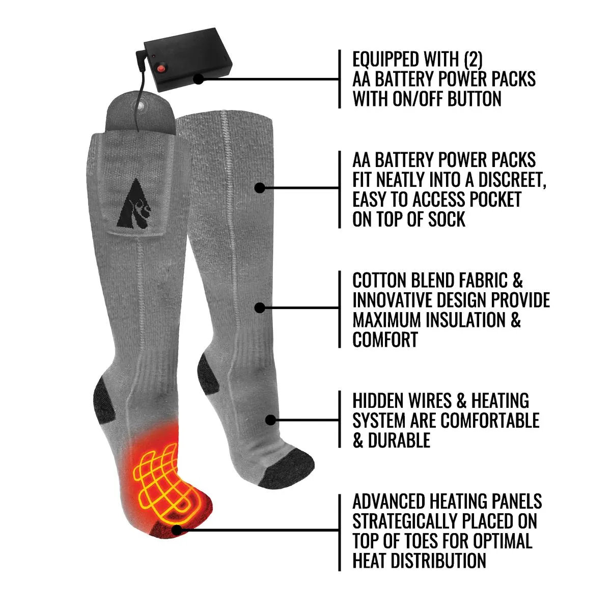 ActionHeat AA Classic Battery Heated Socks