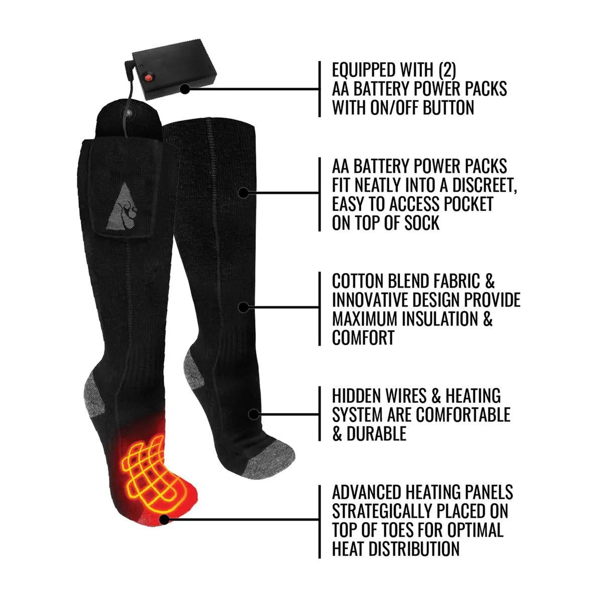 ActionHeat AA Classic Battery Heated Socks