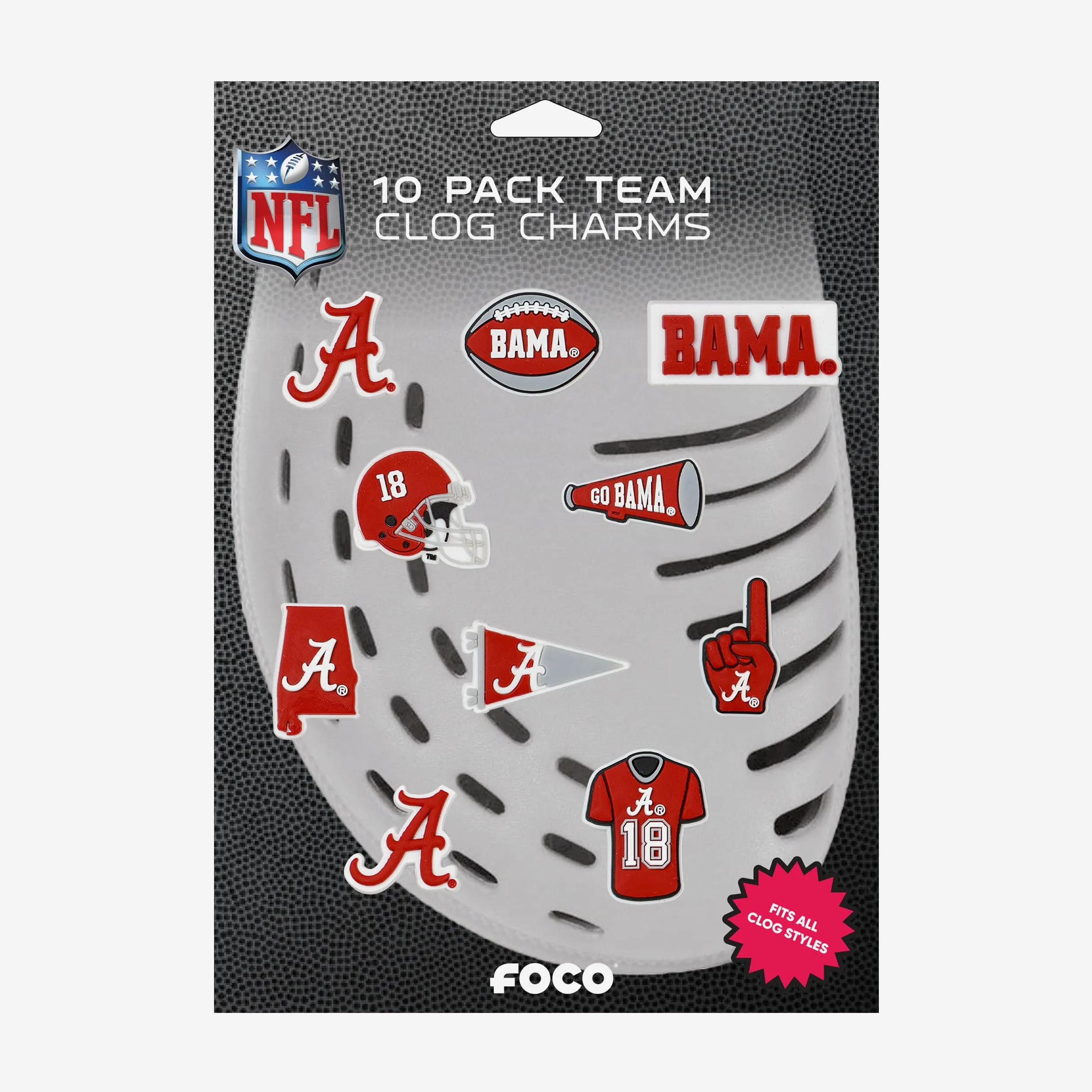 Alabama Crimson Tide 10 Pack Team Clog Charms