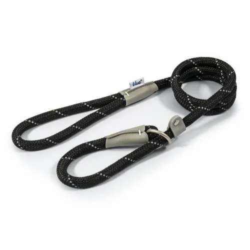 Ancol Viva Reflective Rope Slip Lead Black 12mm X 1.5m