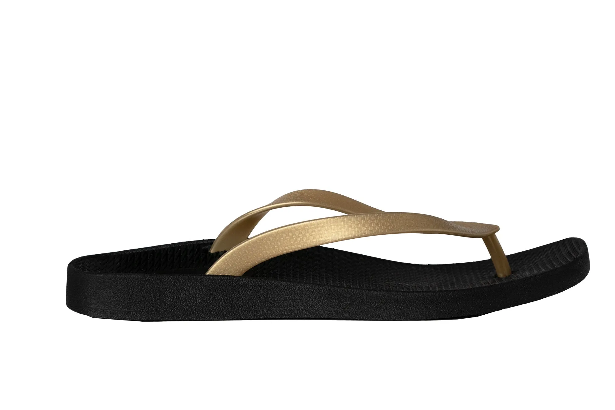 Archline Breeze Orthotic Thongs – Black/Gold