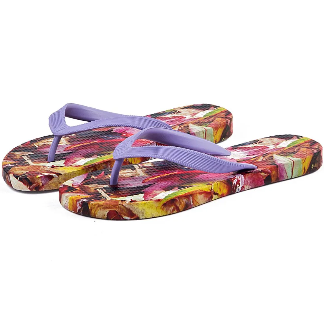 Autumn Leaves Beach Flip Flops