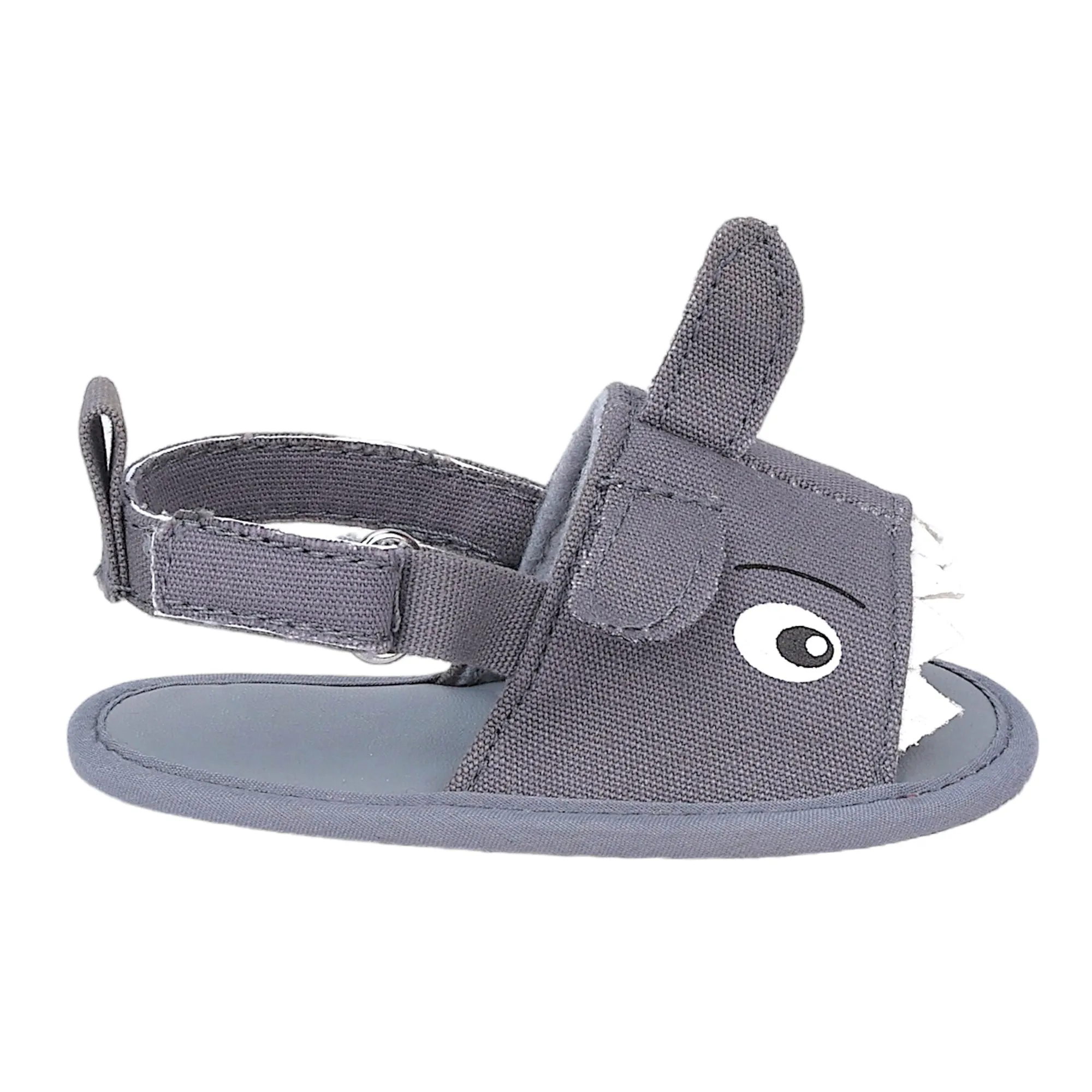 Baby Moo 3D Shark Doo Doo Doo Velcro Straps Anti-Skid Sandals - Grey