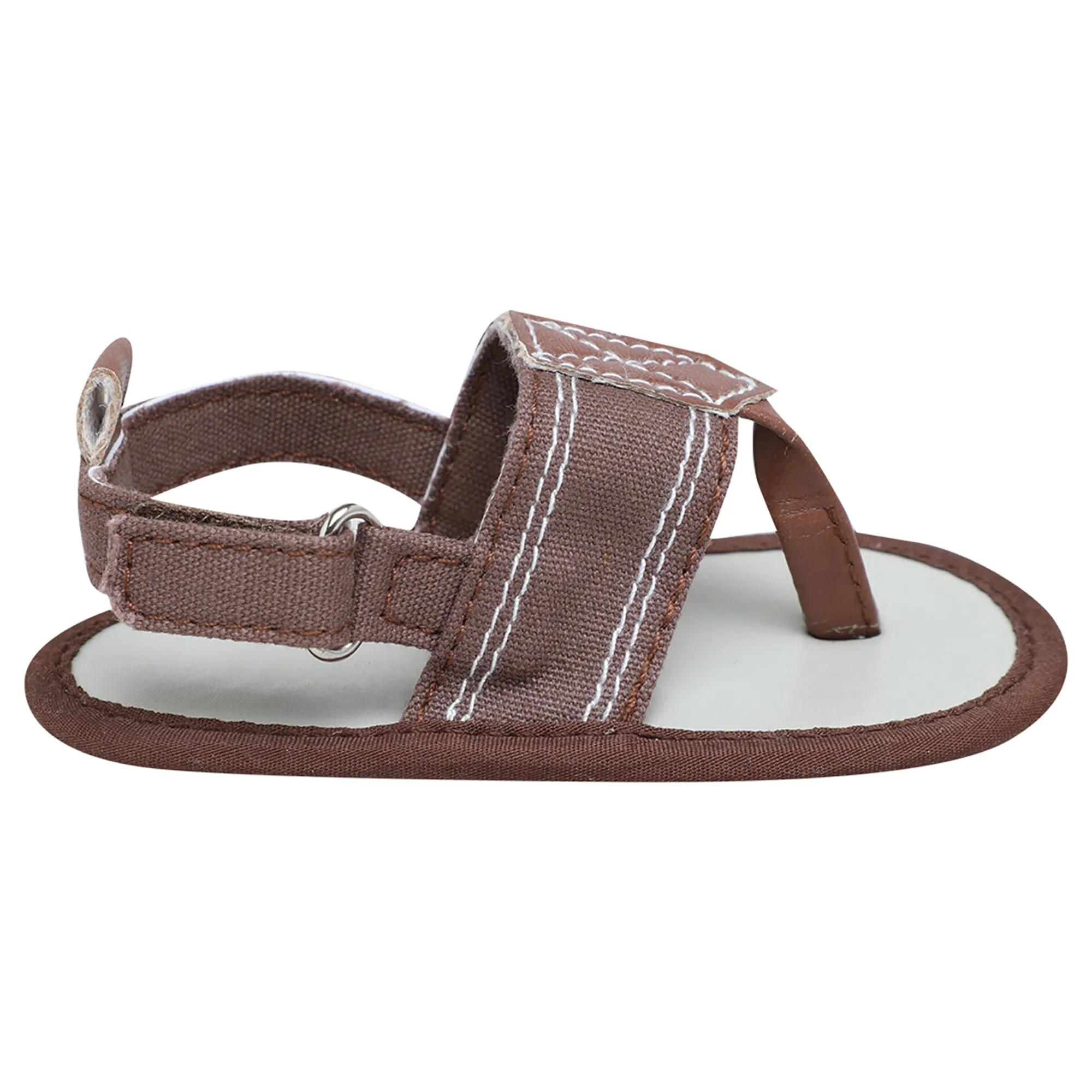 Baby Moo Classic Hook-Loop Anti-Skid Open Toe Formal Sandals - Brown