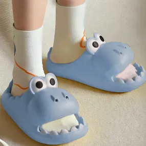 Baby Moo Crocodile Beach Slippers 3D Cartoon Sliders - Blue