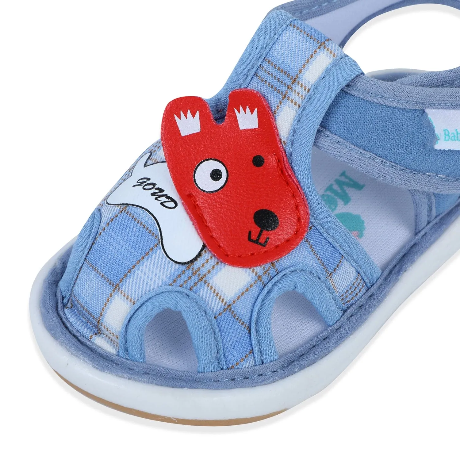 Baby Moo Cute Puppy Checked Chu-Chu Sound Breathable Anti-Skid Sandals - Blue