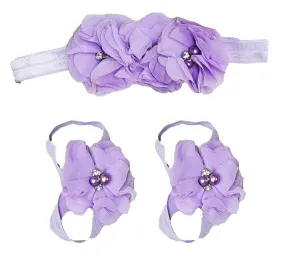 Babymoon Set of 2 | Baby Headbands And Barefoot Sandals Accessories Set | Purple