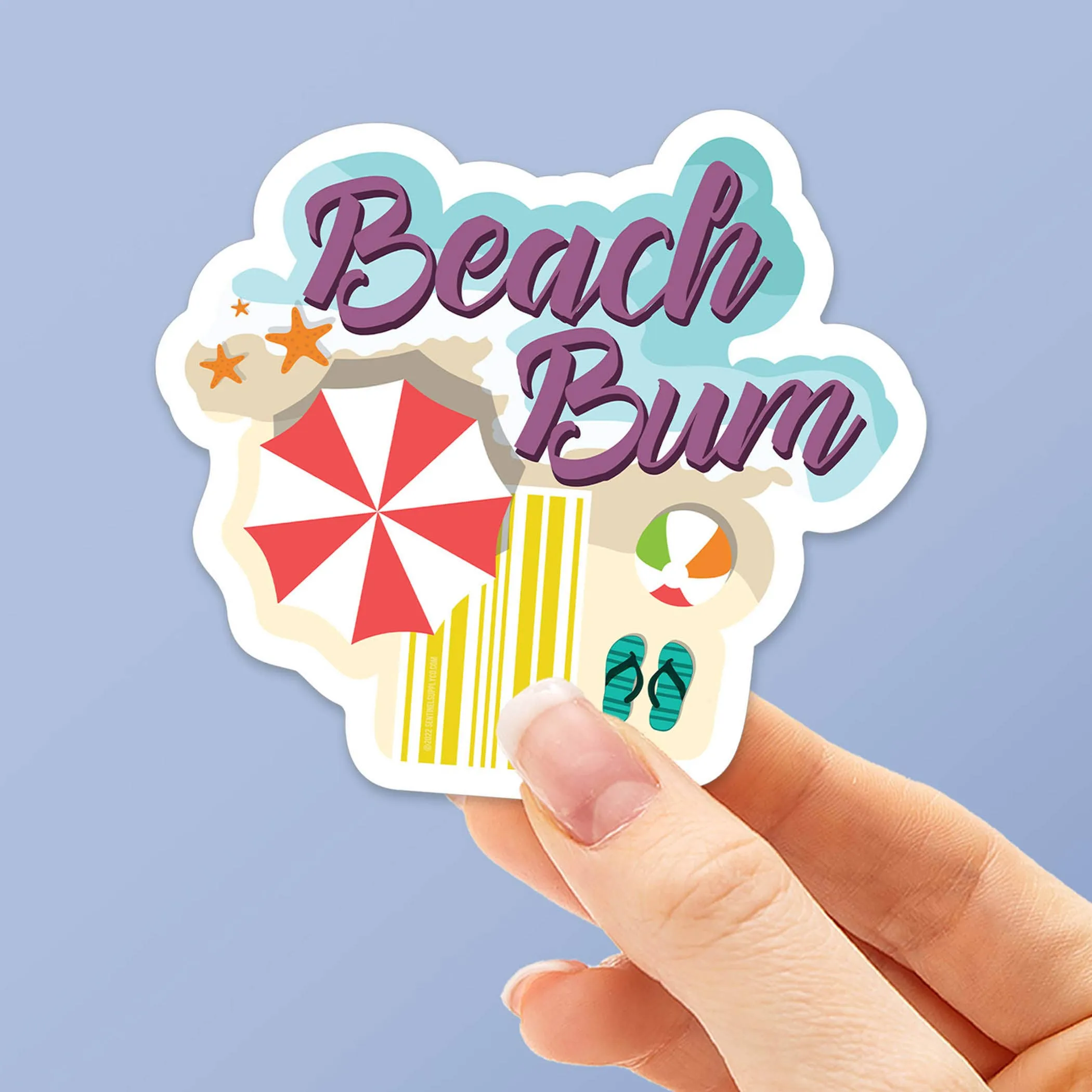 Beach Bum Sticker - Cute Beach Decal for Tumblers & Laptops