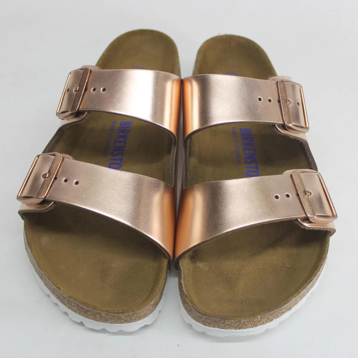 Birkenstock Arizona Metallic Copper Women Leather Soft Footbed Open-Back Sandals - UK 5.5