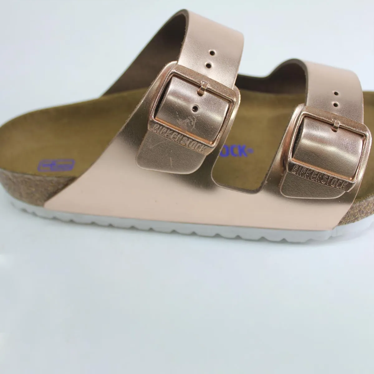 Birkenstock Arizona Metallic Copper Women Leather Soft Footbed Open-Back Sandals - UK 5.5