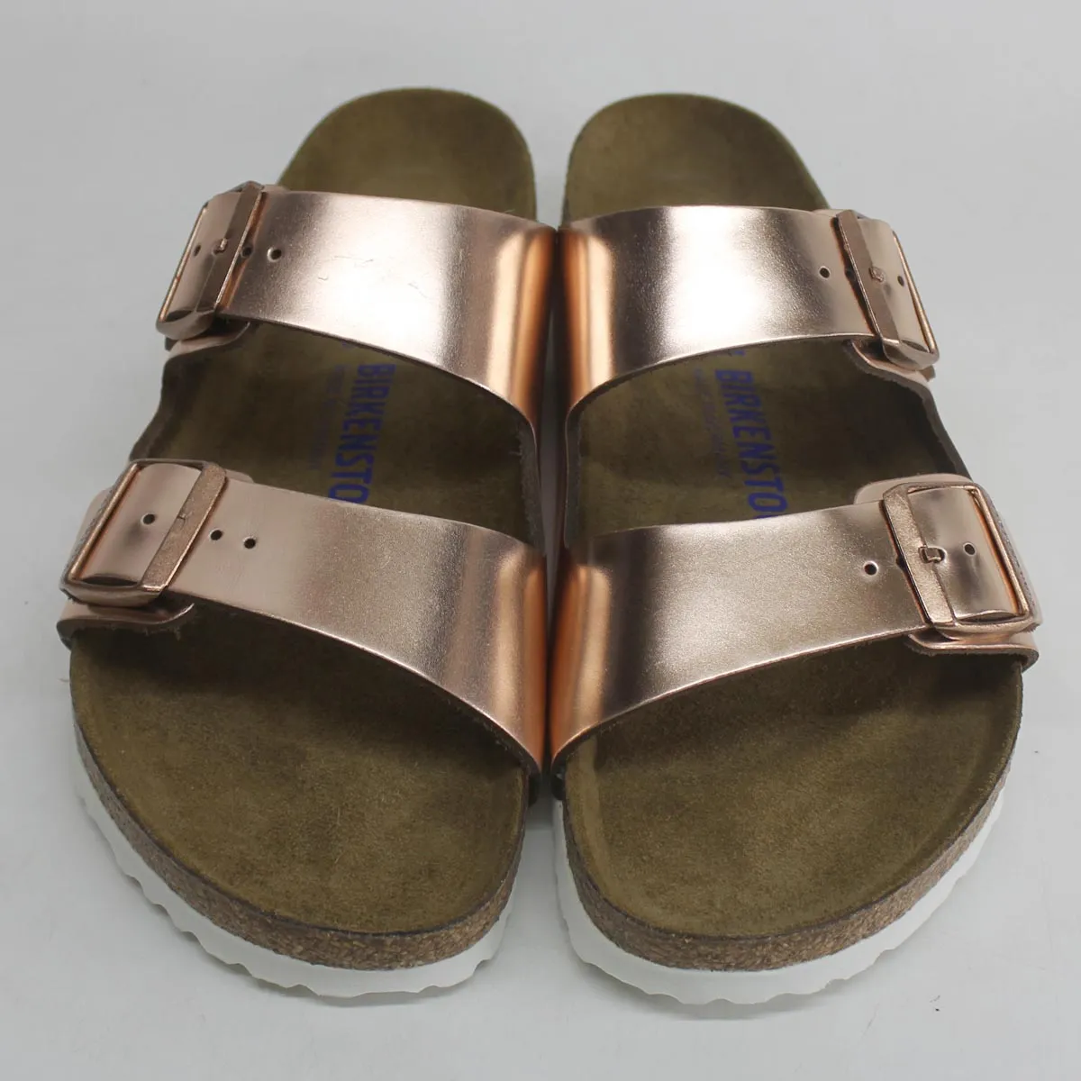 Birkenstock Arizona Metallic Copper Women Leather Soft Footbed Open-Back Sandals - UK 7