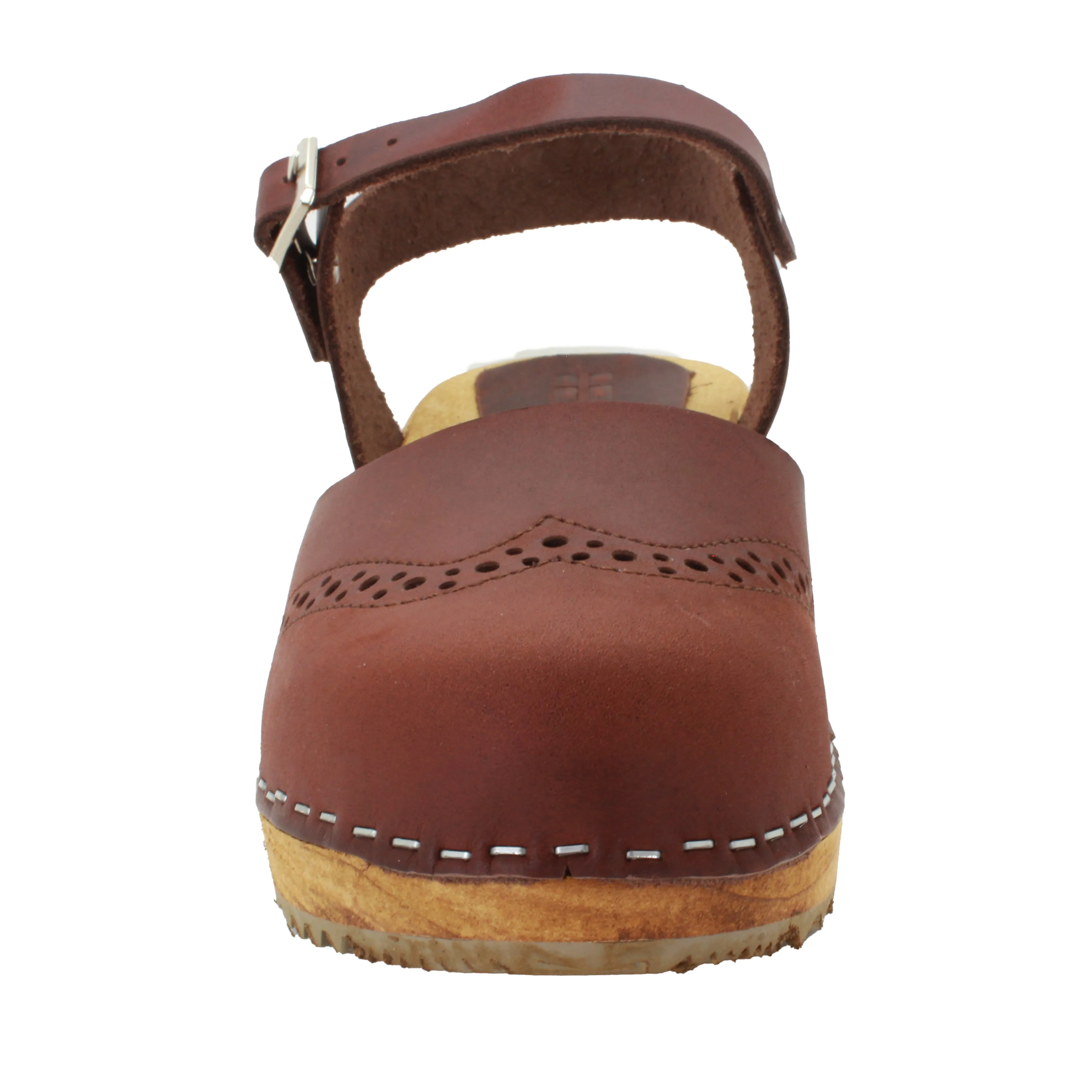 BJORK Gerda Leather Closed-Toe Wooden Clog Sandals