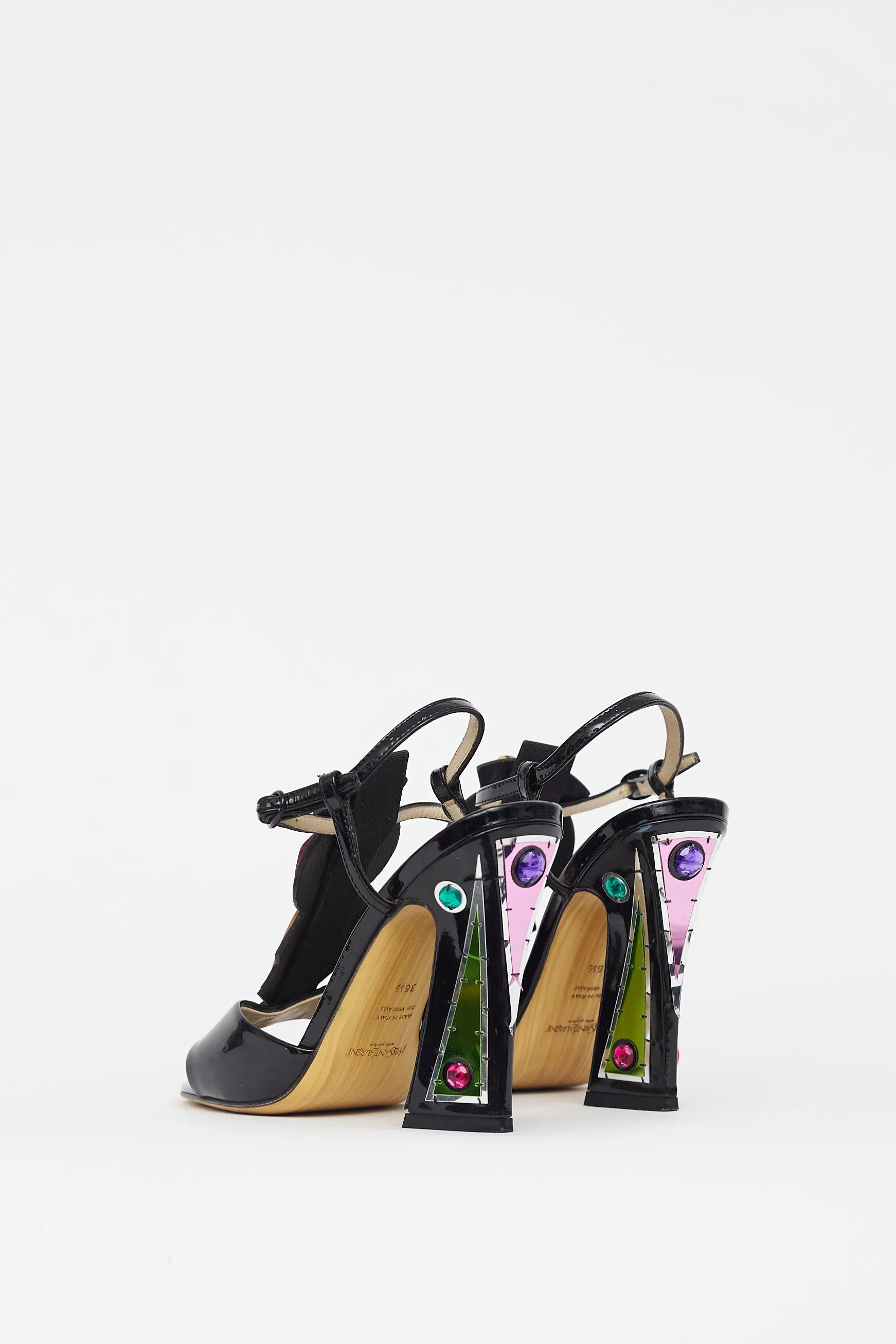 Black & Multicolour Jewel Patent Sandal