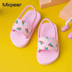 Children Slippers Girls Boys Flip Flop Soft Sole Non Slip Summer Casual Sandals Beach Shoes Toddler Lovely Rainbow Home Slippers