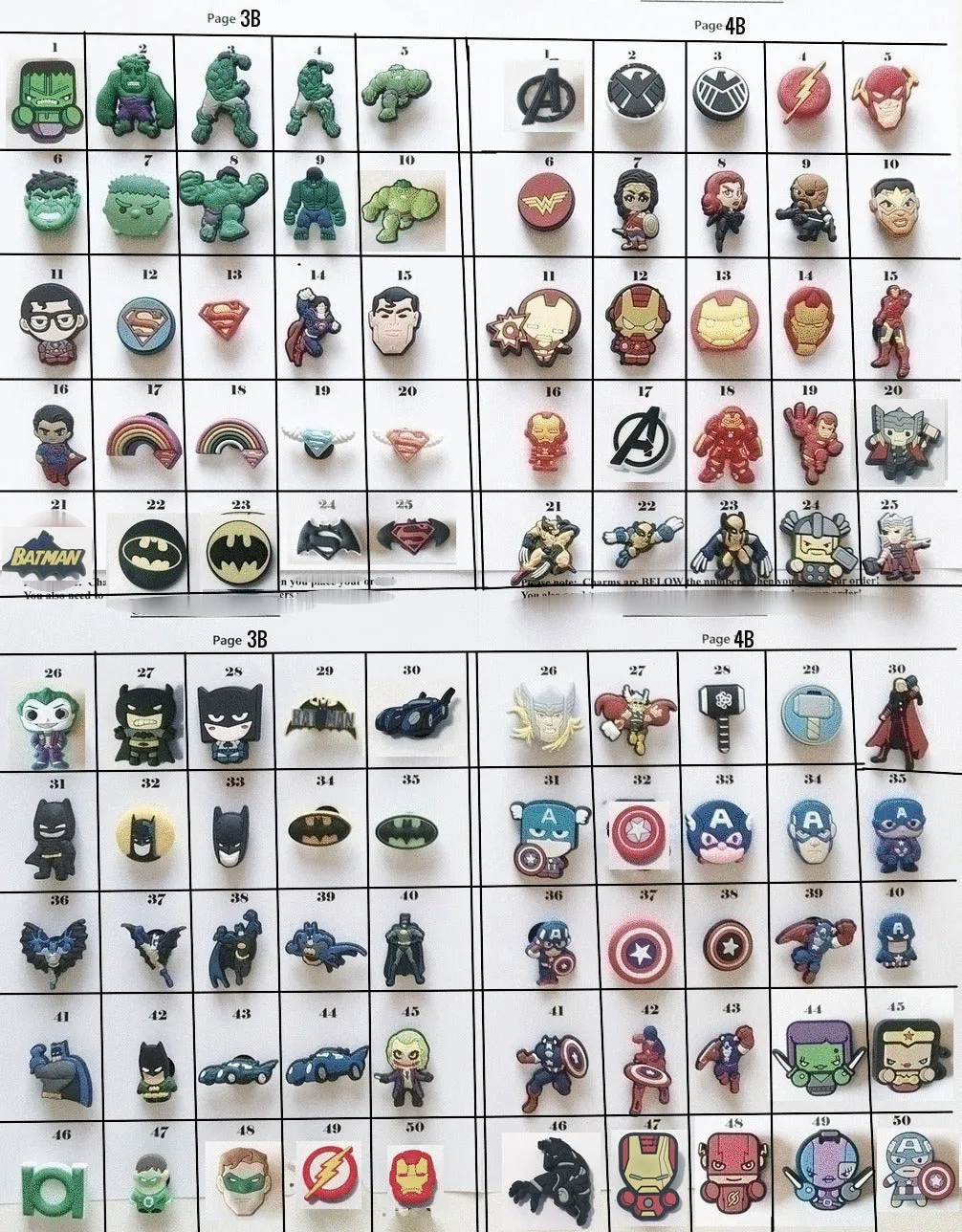 Clearance Shoe charms-cartoon and movie themed, random, hulk, batman, avengers, superman