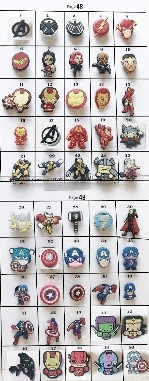 Clearance Shoe charms-cartoon and movie themed, random, hulk, batman, avengers, superman