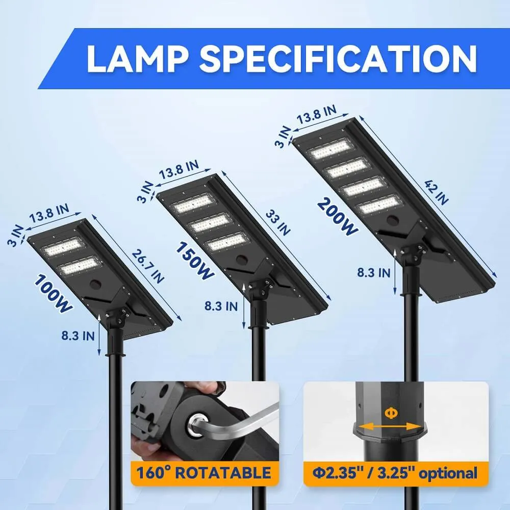 Commerical Solar Power LED Parking Lot Light - 2 Years Warranty