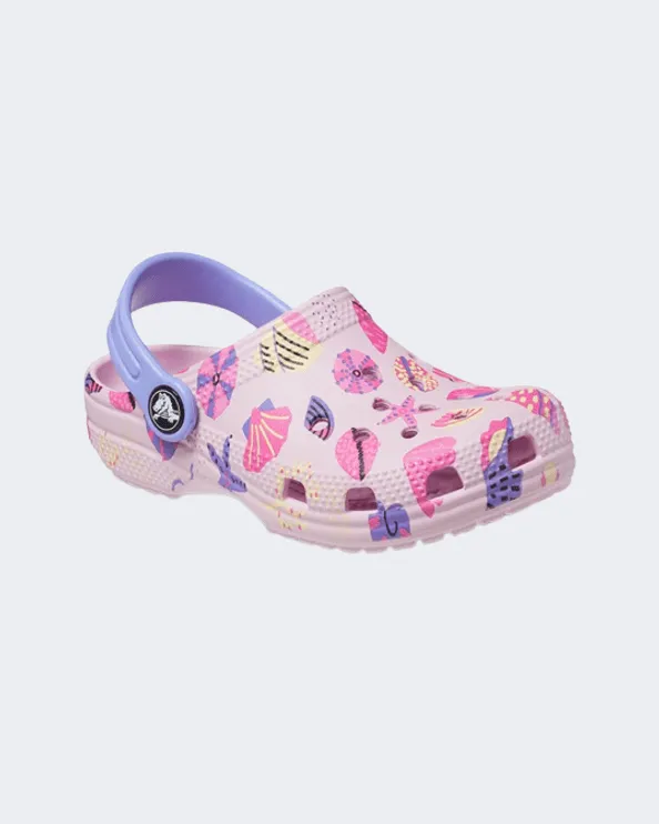 Crocs Classic Pool Party Clog Kids Lifestyle Slippers Pink/Multi 207846-6Gd