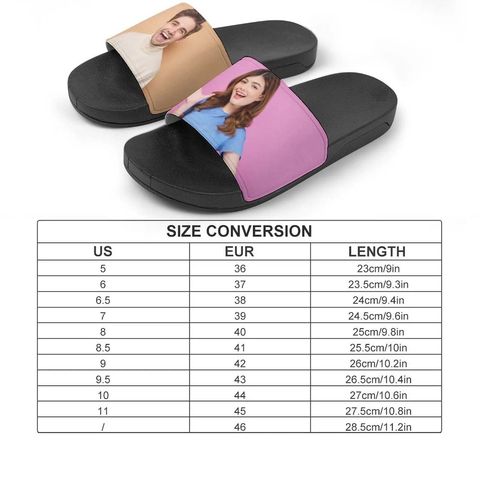 Custom Couple's Two Photo Unisex Slide Sandals For Holiday Gifts