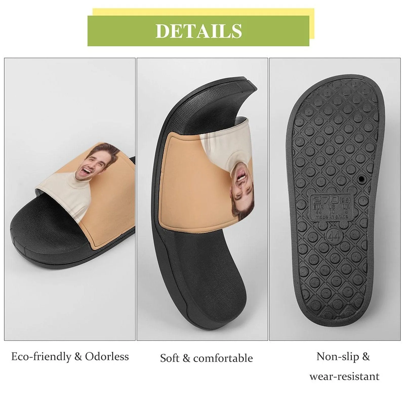 Custom Couple's Two Photo Unisex Slide Sandals For Holiday Gifts