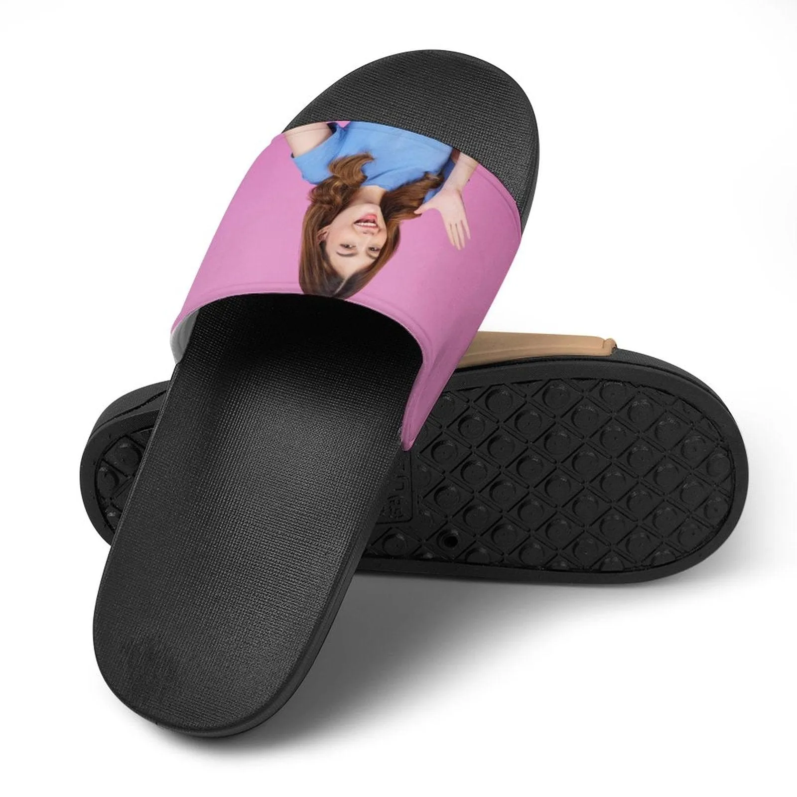 Custom Couple's Two Photo Unisex Slide Sandals For Holiday Gifts