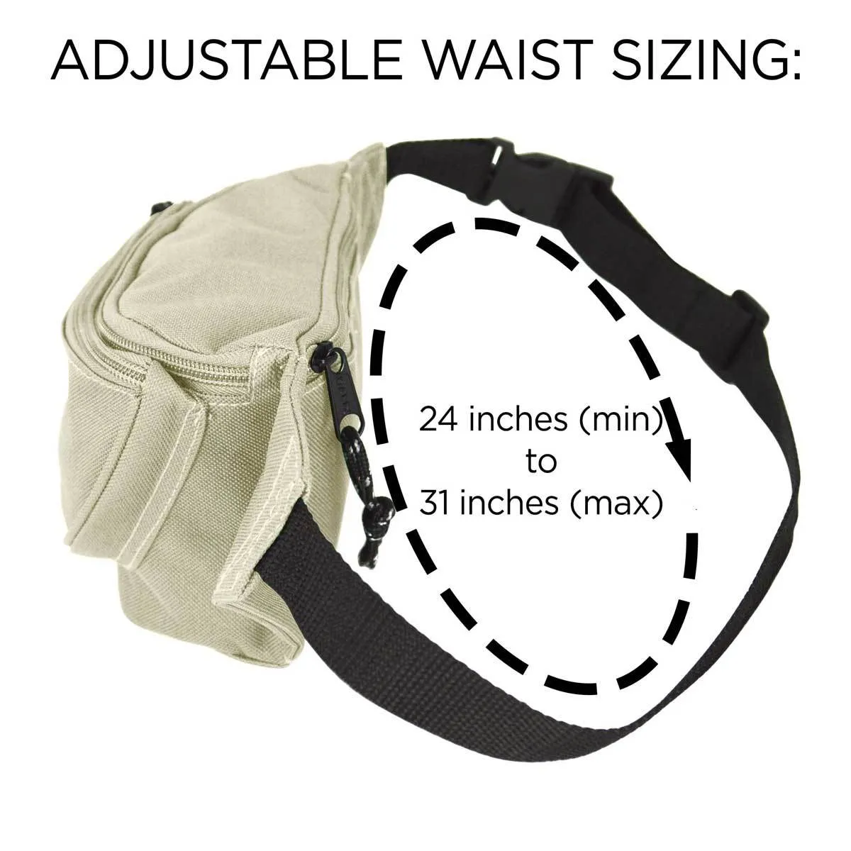 Dalix Small Fanny Pack Waist Pouch Travel Belt (24"-31")