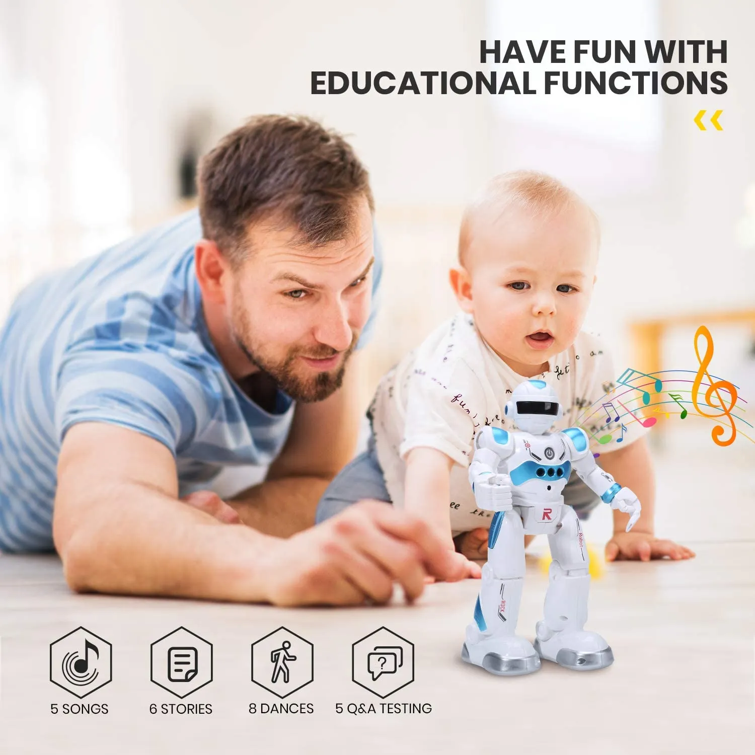 DEERC Robot Toys for Kids Boys Smart Programmable Remote Control Robots Toy Gift