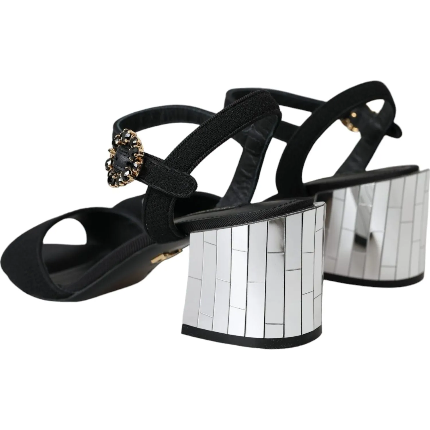 Dolce & Gabbana Black Crystal Ankle Strap Keira Sandal Shoes