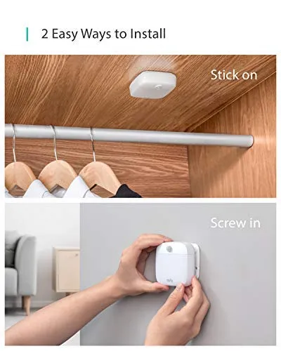 eufy Lumi Stick-On Night Light, 2nd Generation Warm White LED, Motion Sensor, Bedroom, Bathroom, Kitchen, Hallway, Stairs, Energy Efficient, Compact, 3-pack