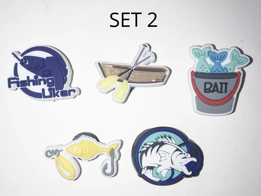 Fishing themed shoe charms