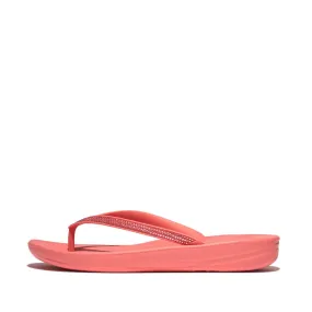 FitFlop R08-B09 Iqushion Sparkle Ladies Rosy Coral Toe Post Sandals