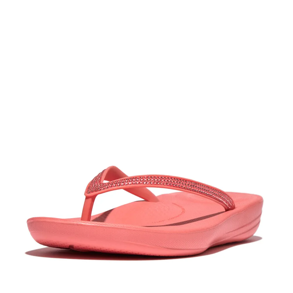 FitFlop R08-B09 Iqushion Sparkle Ladies Rosy Coral Toe Post Sandals