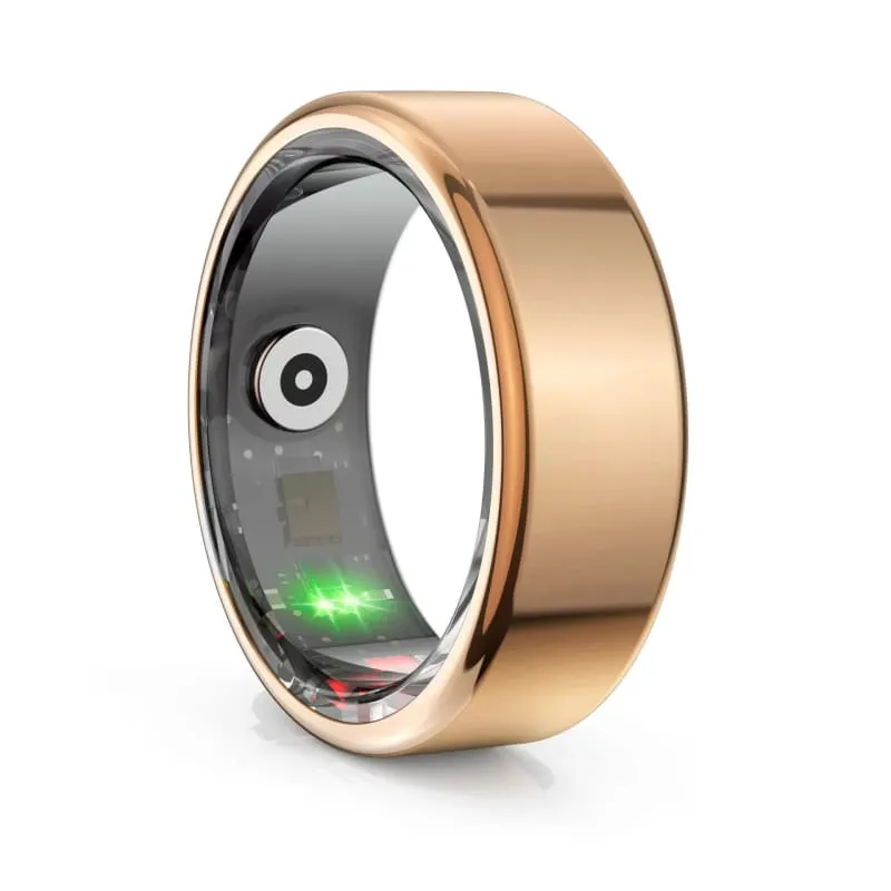 Gold Smart Ring for Health Tracking Blood Pressure and Sleep Monitoring