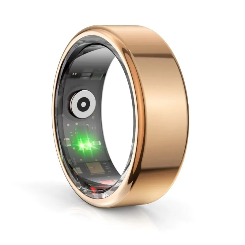 Gold Smart Ring for Health Tracking Blood Pressure and Sleep Monitoring