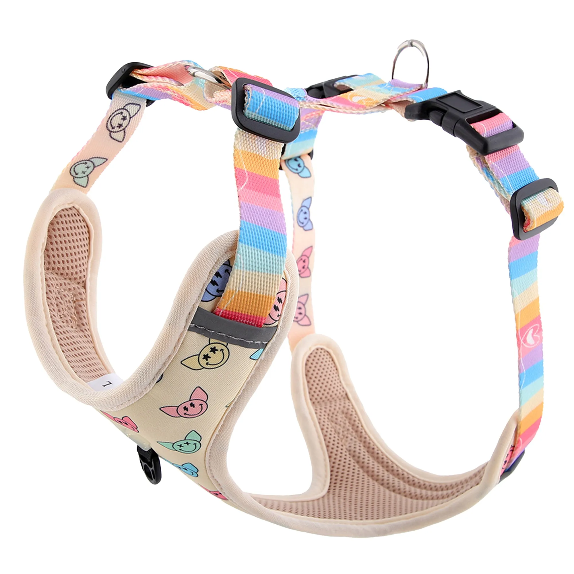 Happy Faces Dog Harness | Glow-in-the-Dark | Paws of Pride Collection | Toy Doggie