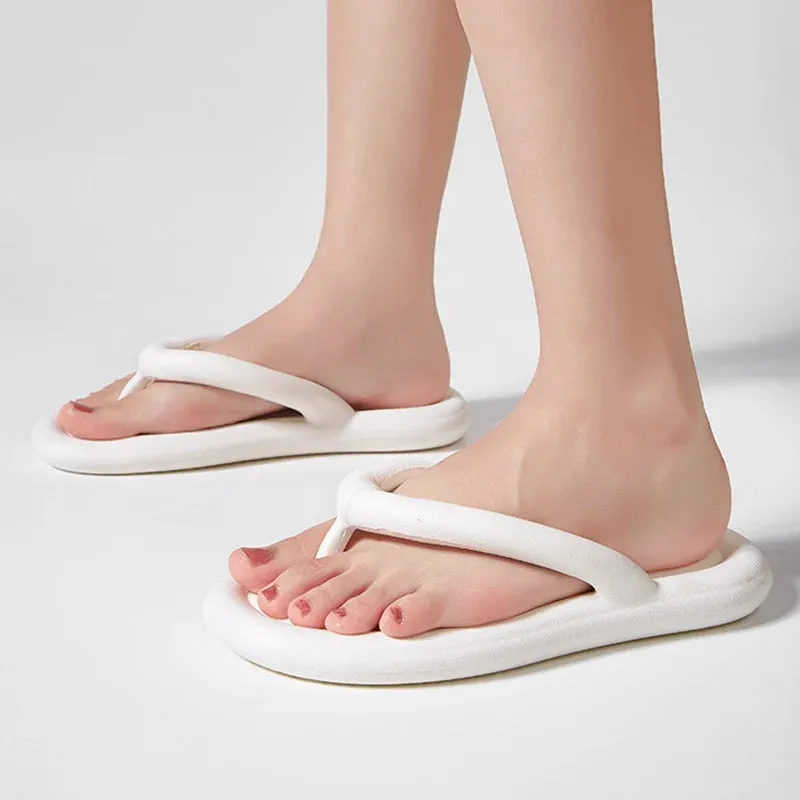 Hnzxzm Summer Clip Toe Pillow Slides for Women Eva Light Soft Sole Beach Flip Flops Woman Comfort Non-Slip Pool Slippers Sandals