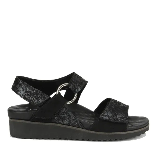 Huntley Black Wedge Sandals