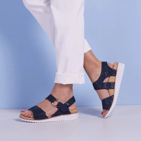 Huntley Navy Wedge Sandals