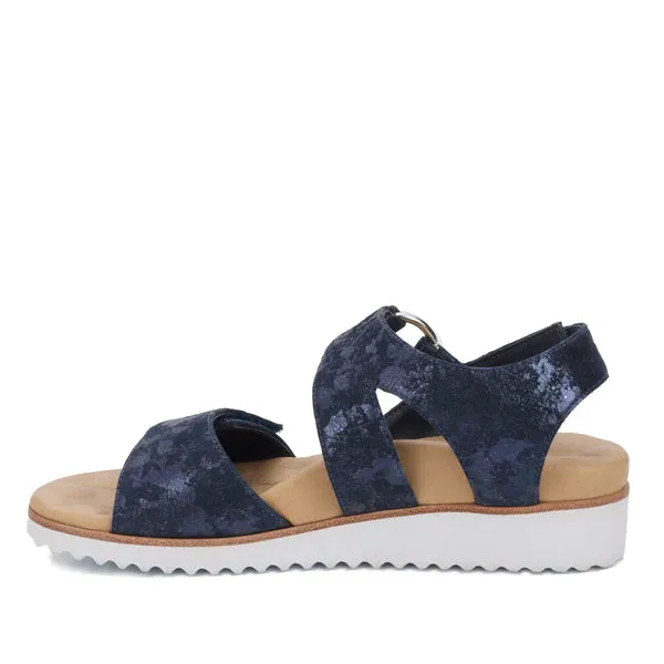 Huntley Navy Wedge Sandals