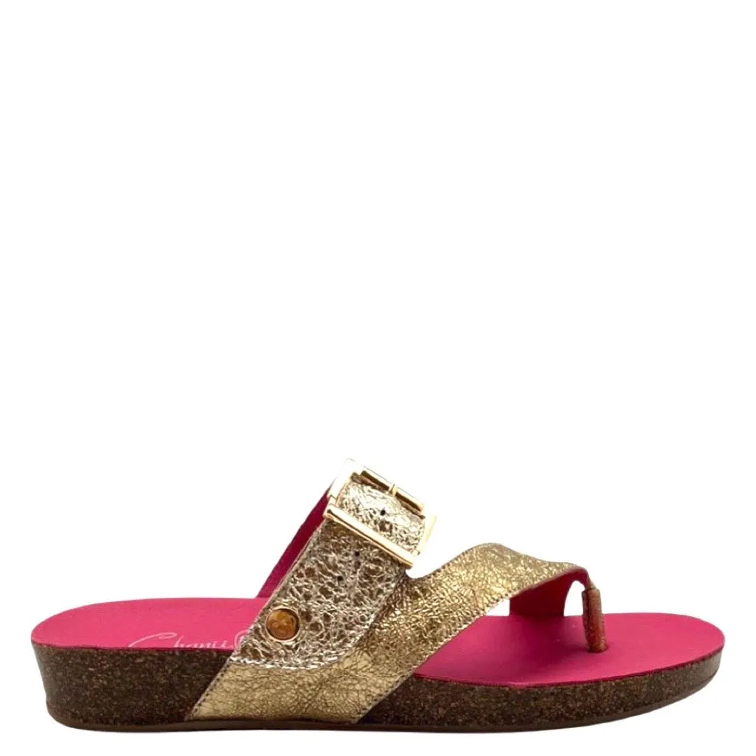 Je Suis - Two Golds flat toe post sandal