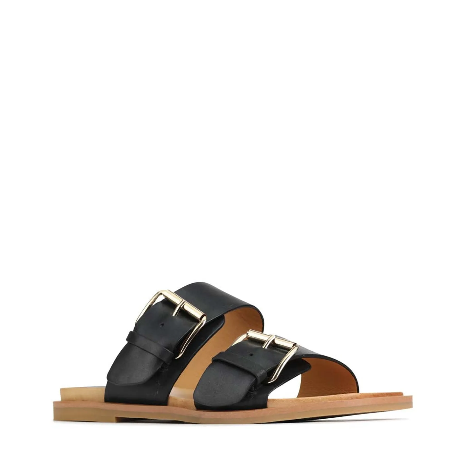 JETT DOUBLE STRAP SLIDE SANDALS LEATHER