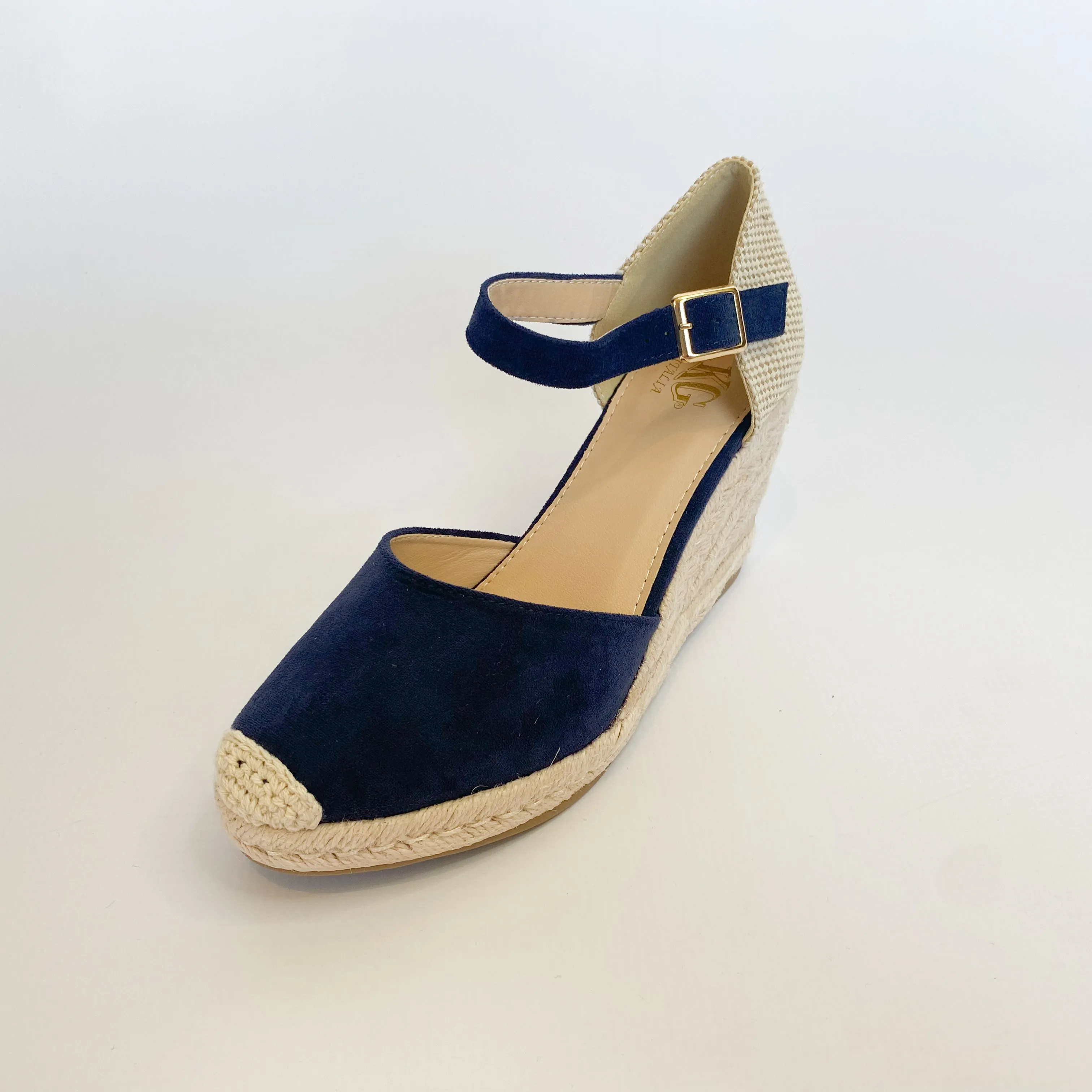 KG navy suede closed toe wedge