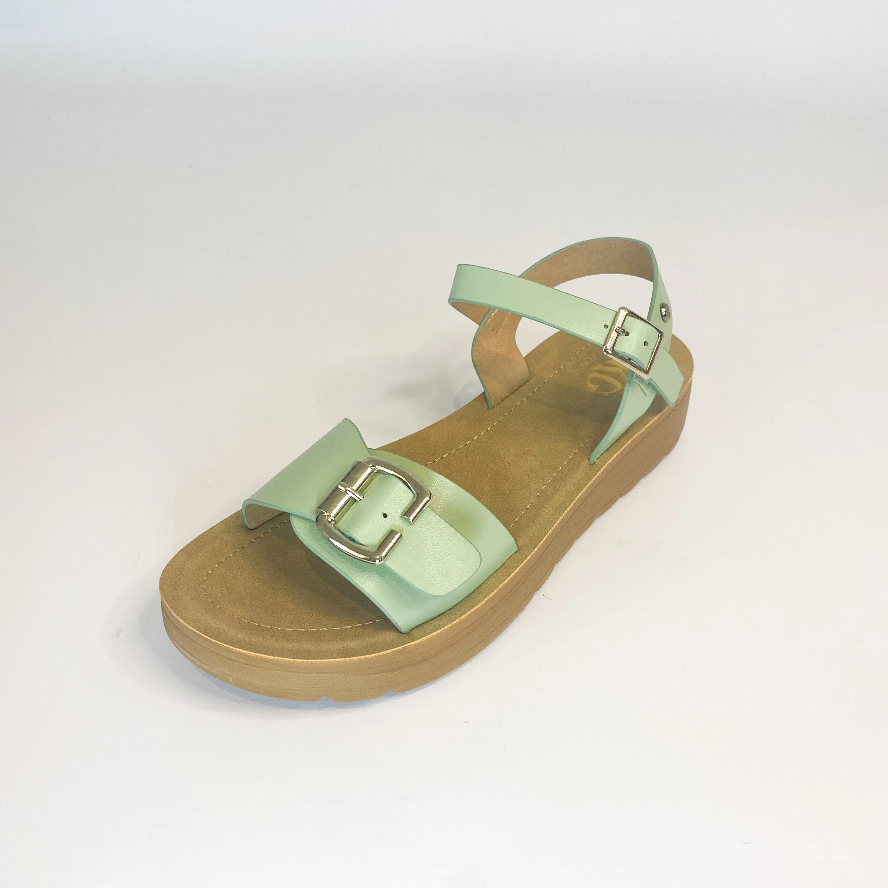 KG sage buckle strap sandal