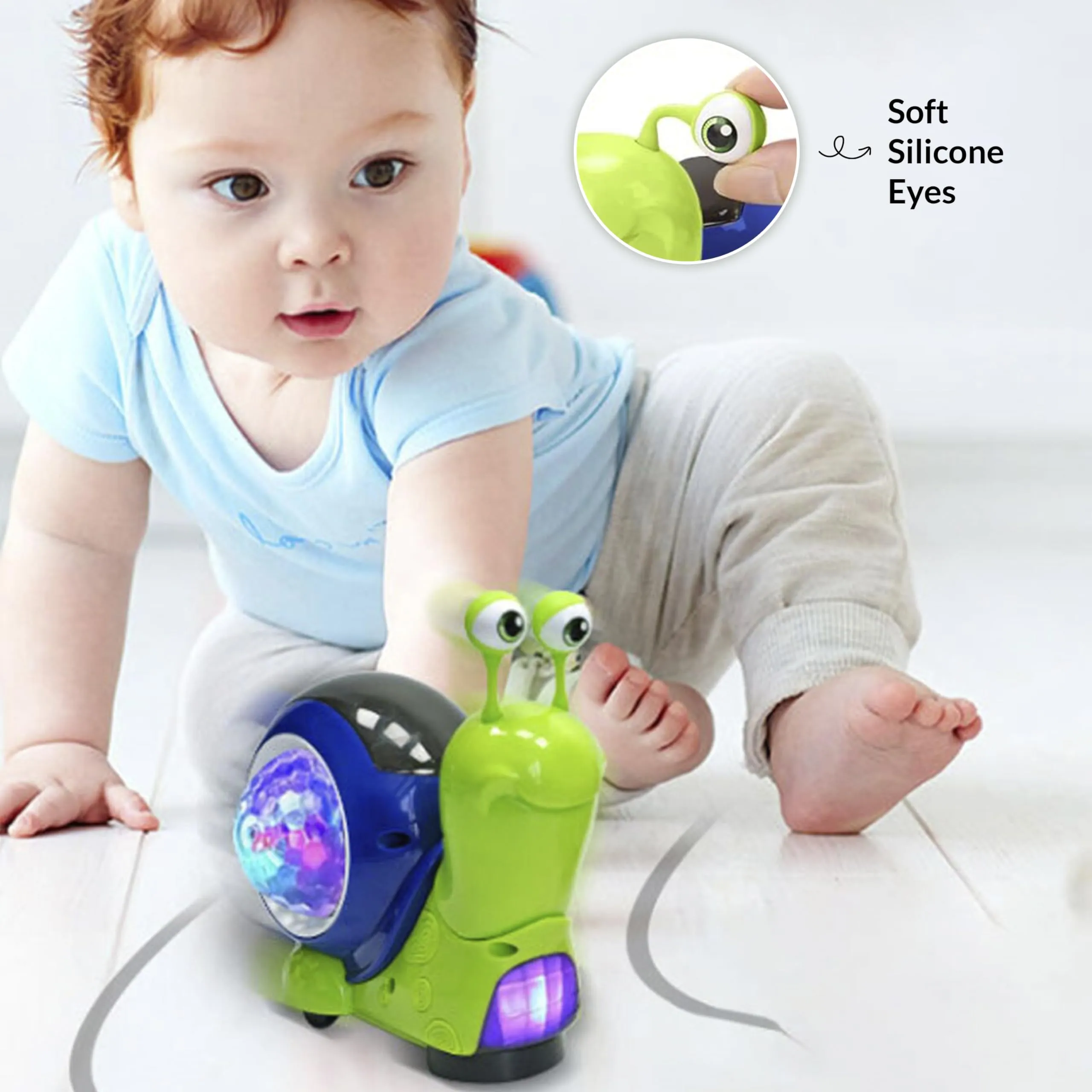 KIDOLOGY Electric Multifunctional Musical Snail Baby Toy - Interactive Educational Toy for Babies, Encouraging Early Learning, Dancing, Crawling, and Toddler Playtime - Green