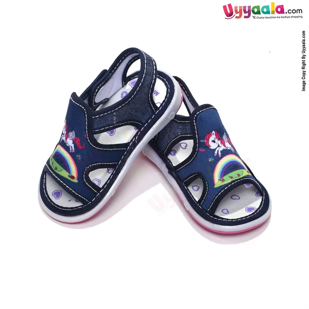 Kids Collection Let's go Chu-Chu Sandals Cute Pony Print - Blue