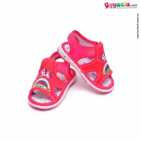 Kids Collection Lets Go Chu Chu Sandals with Cute Unicorn Print - Magenta