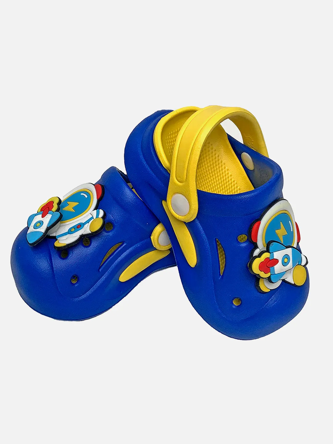 Little Surprise Box Blue & Yellow spinning rocket Slip on Clogs/Footwear for Toddlers & Kids