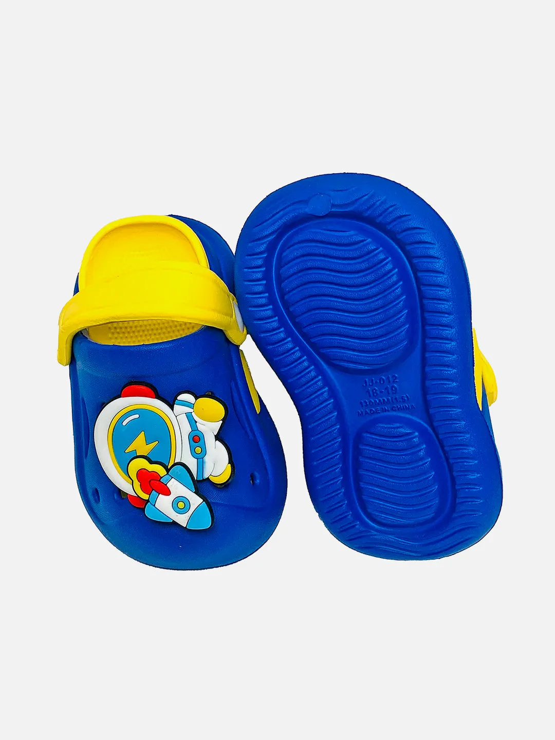 Little Surprise Box Blue & Yellow spinning rocket Slip on Clogs/Footwear for Toddlers & Kids